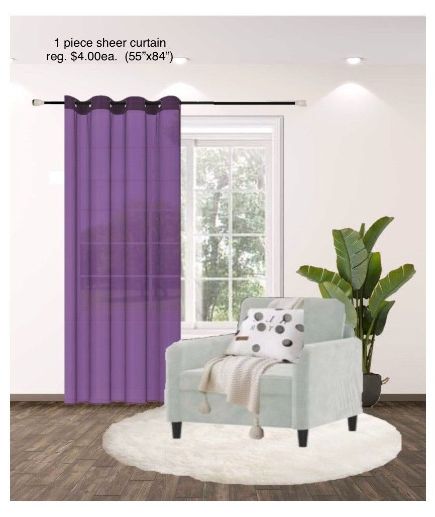 Ruby's Sheer Single Panel Curtain 84"