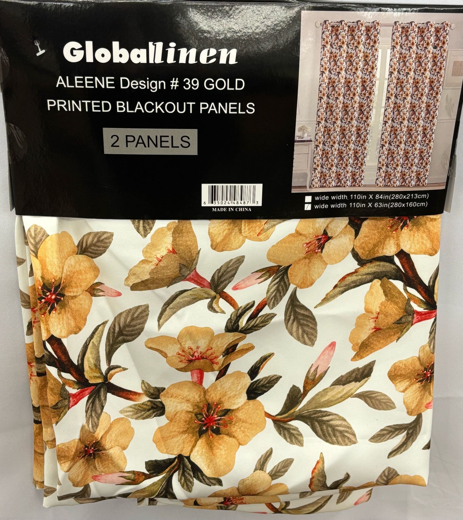 2 Panel Blackout 63in (Floral Pattern)