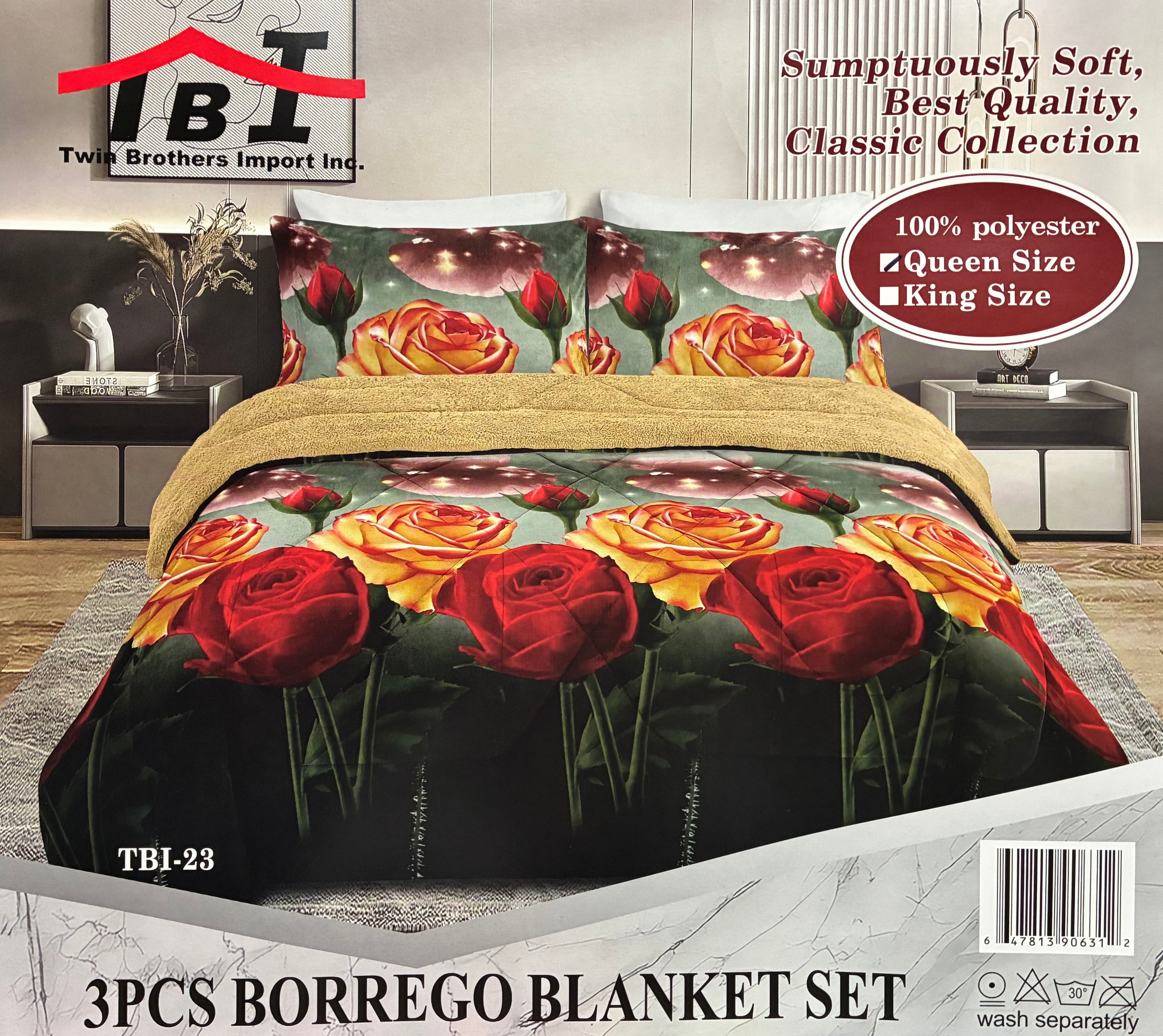 3pc Borrego Queen Printed Blanket