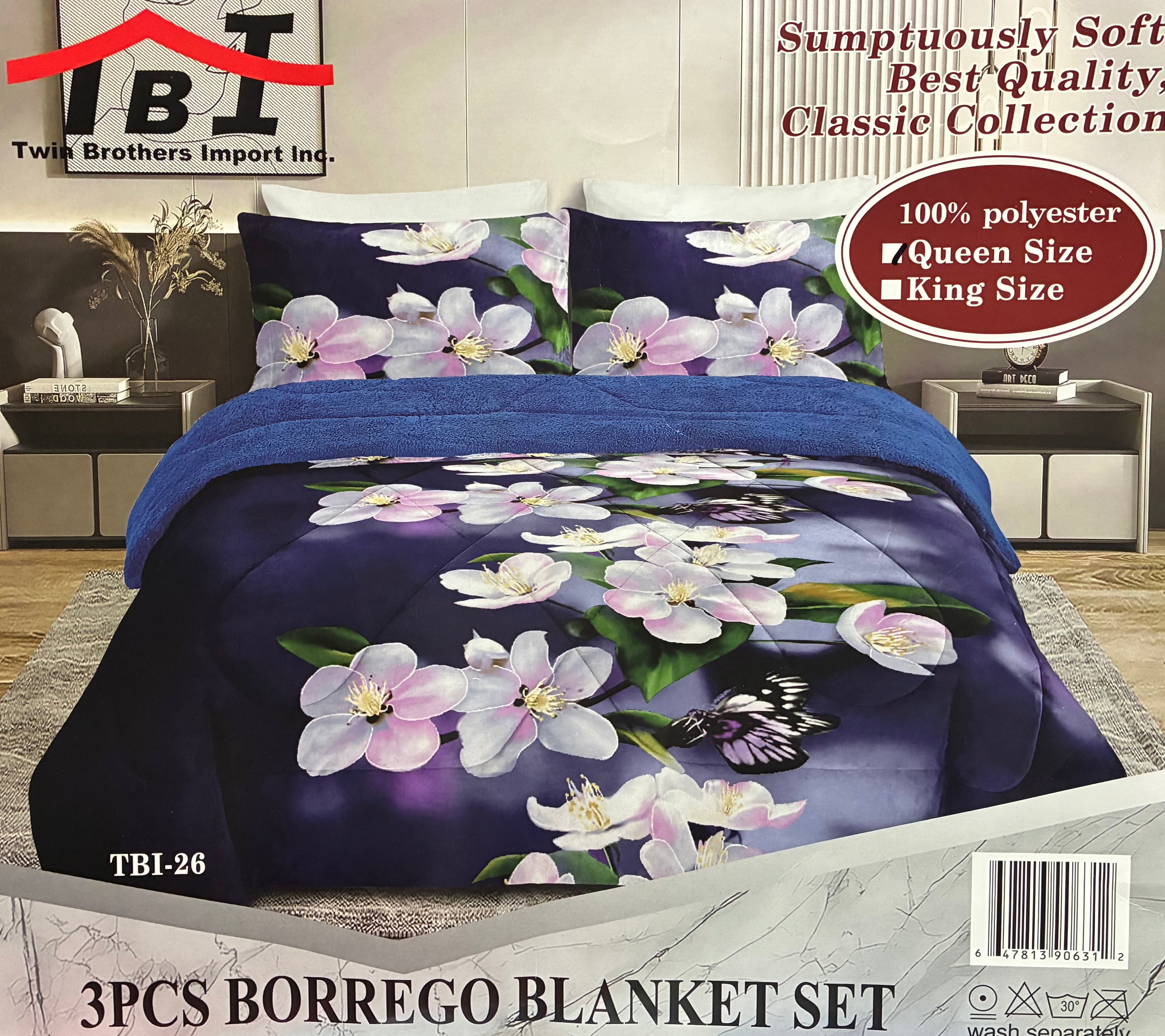 3pc Borrego Queen Printed Blanket