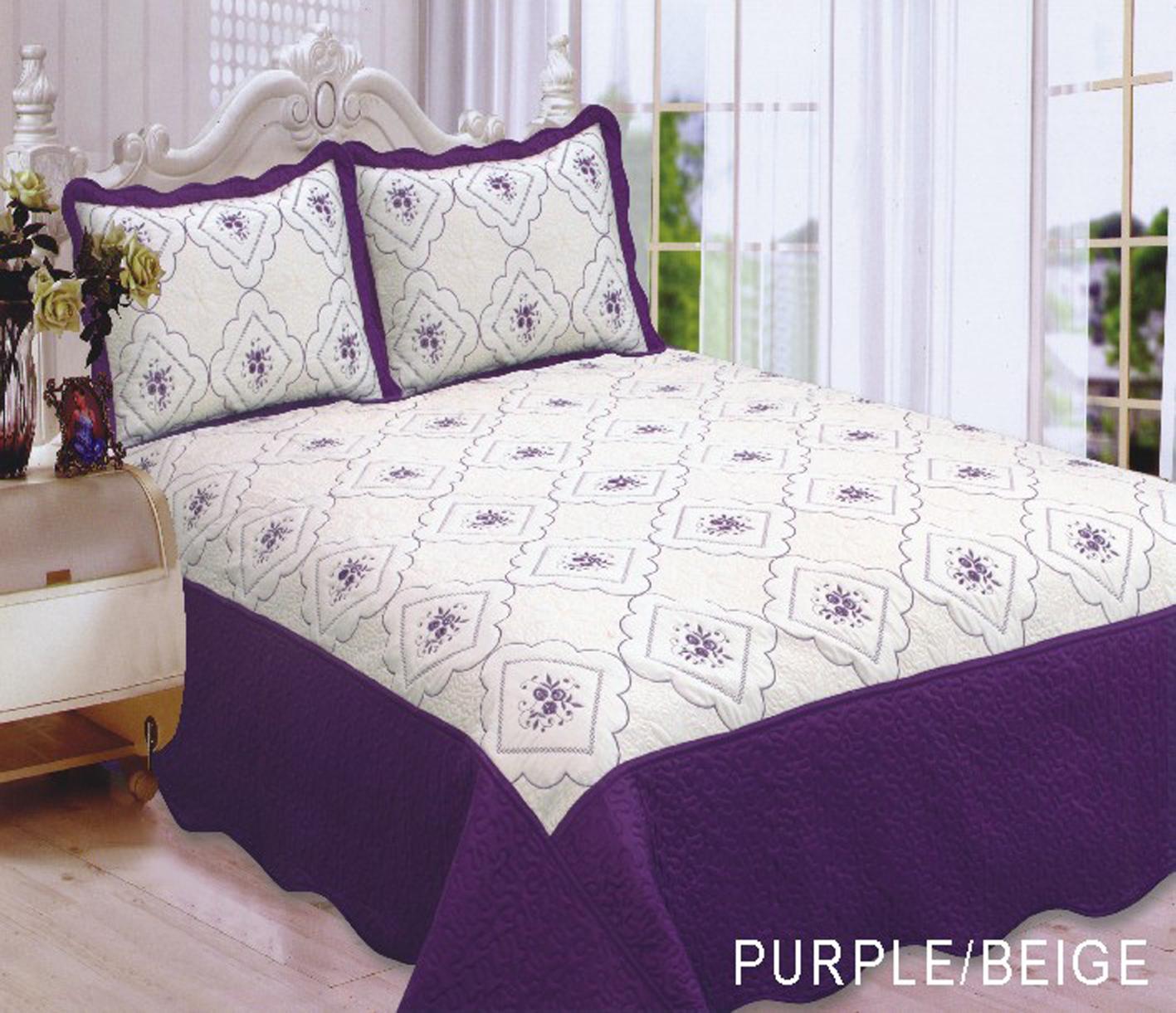 3pc Polysilk Quilted Bedspread King