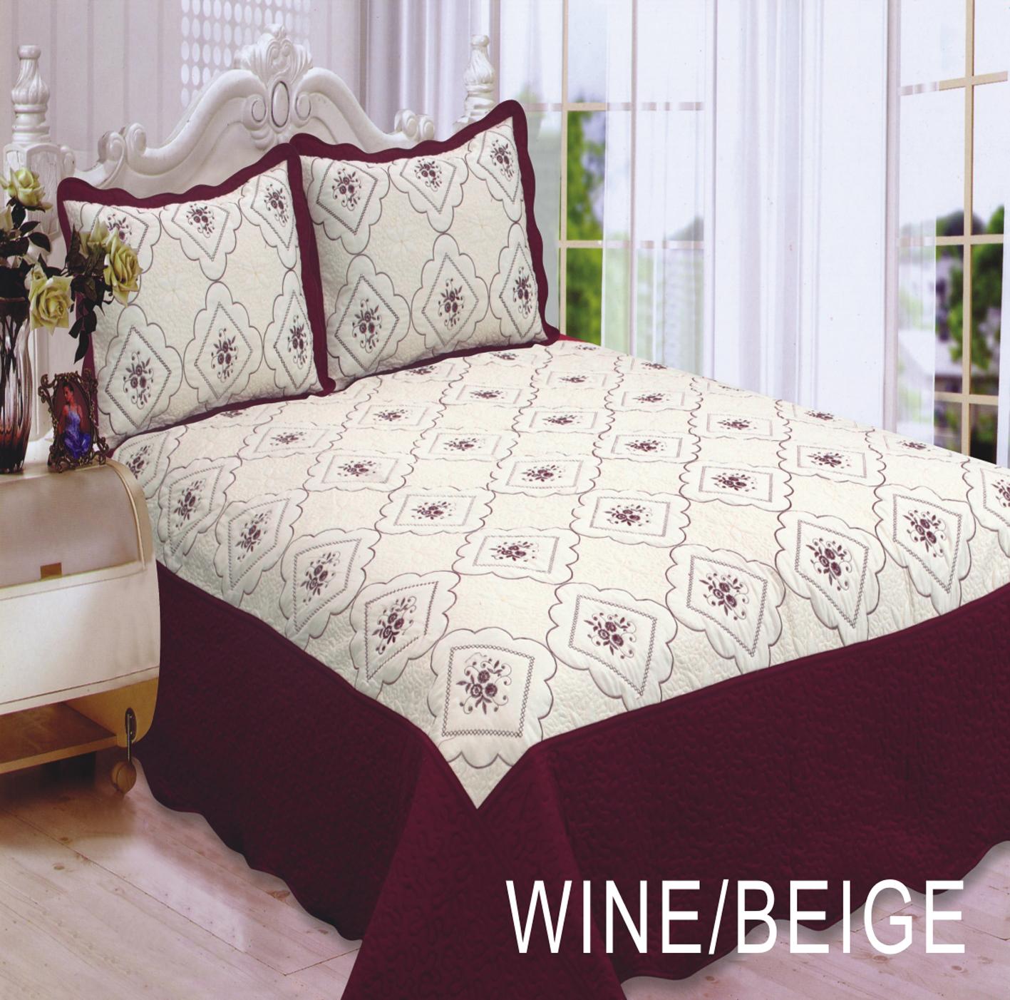 3pc Polysilk Quilted Bedspread King