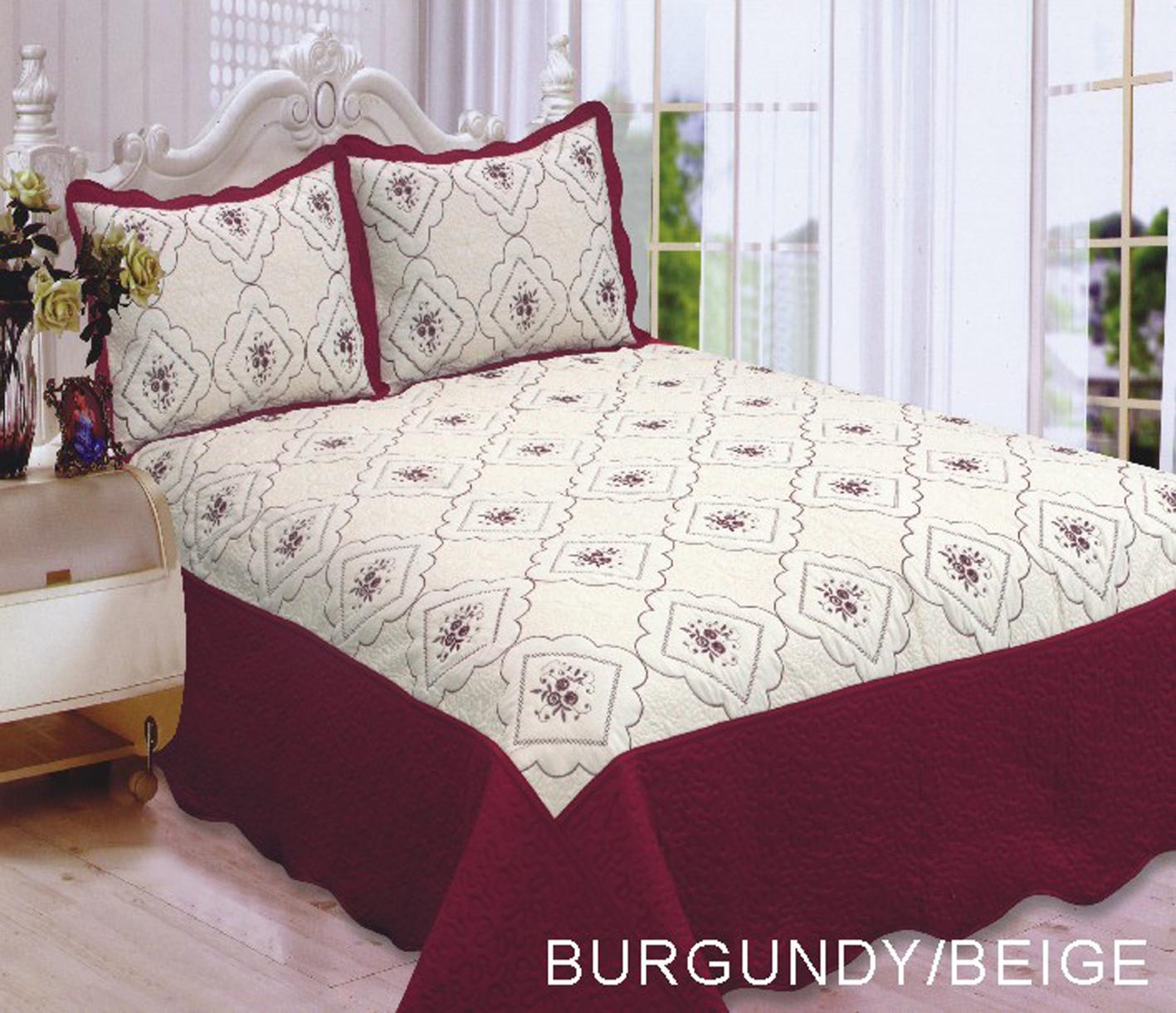 3pc Polysilk Quilted Bedspread King