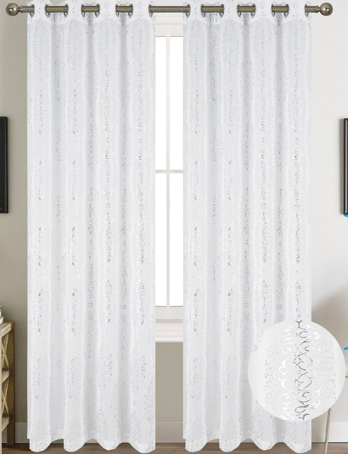 1pc Olivia Sheer 3D Foil Curtain Panel
