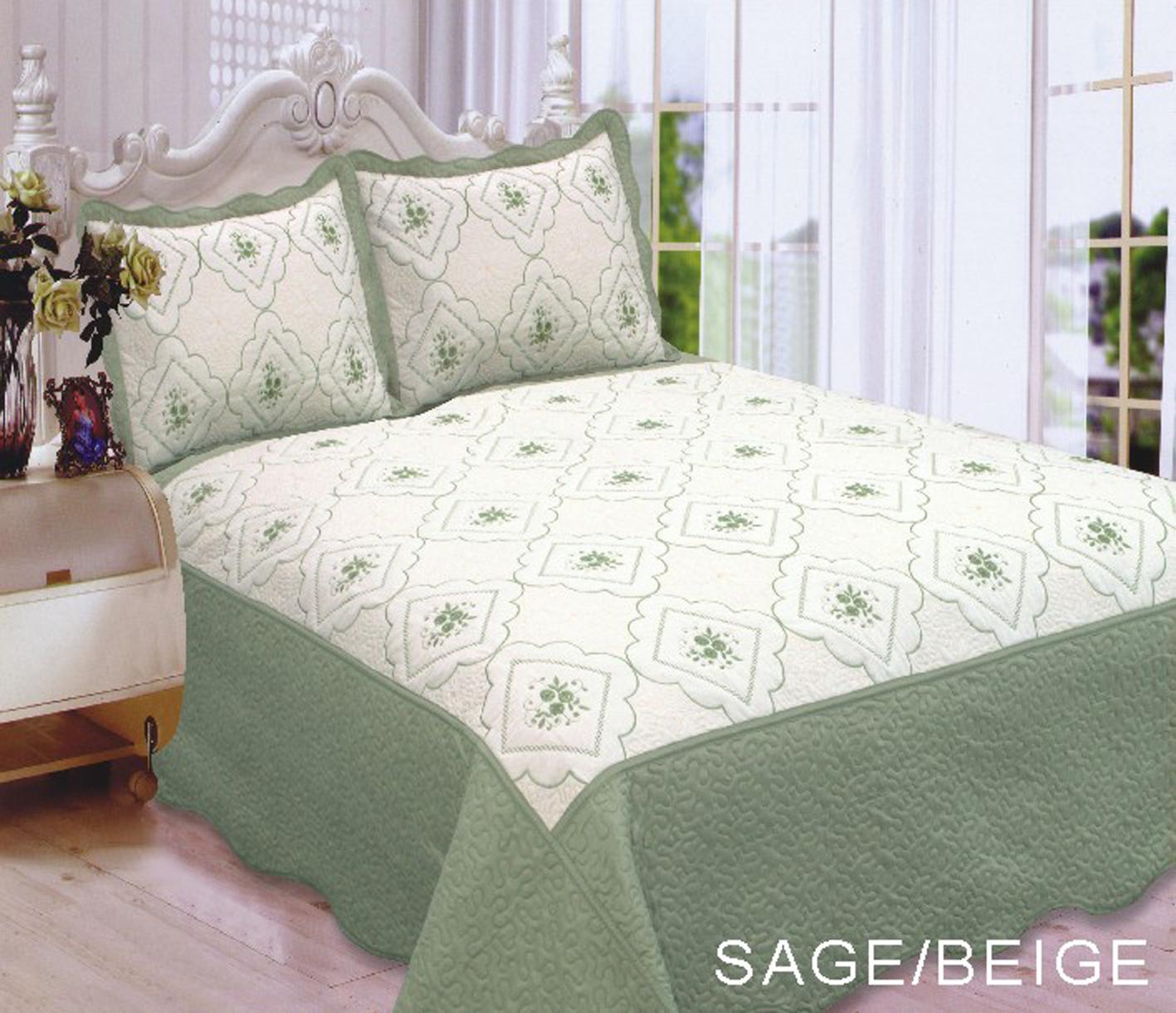 3pc Polysilk Quilted Bedspread Queen