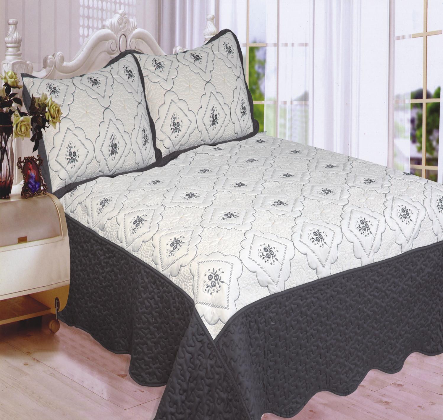 3pc Polysilk Quilted Bedspread King