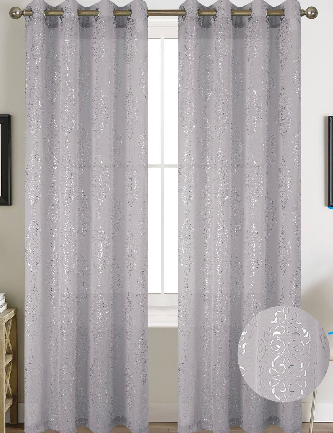 1pc Olivia Sheer 3D Foil Curtain Panel