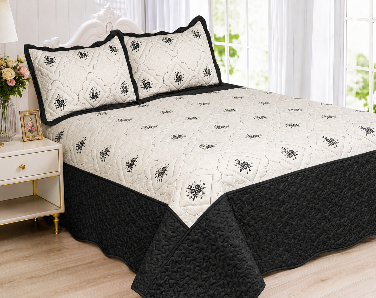 3pc Polysilk Quilted Bedspread