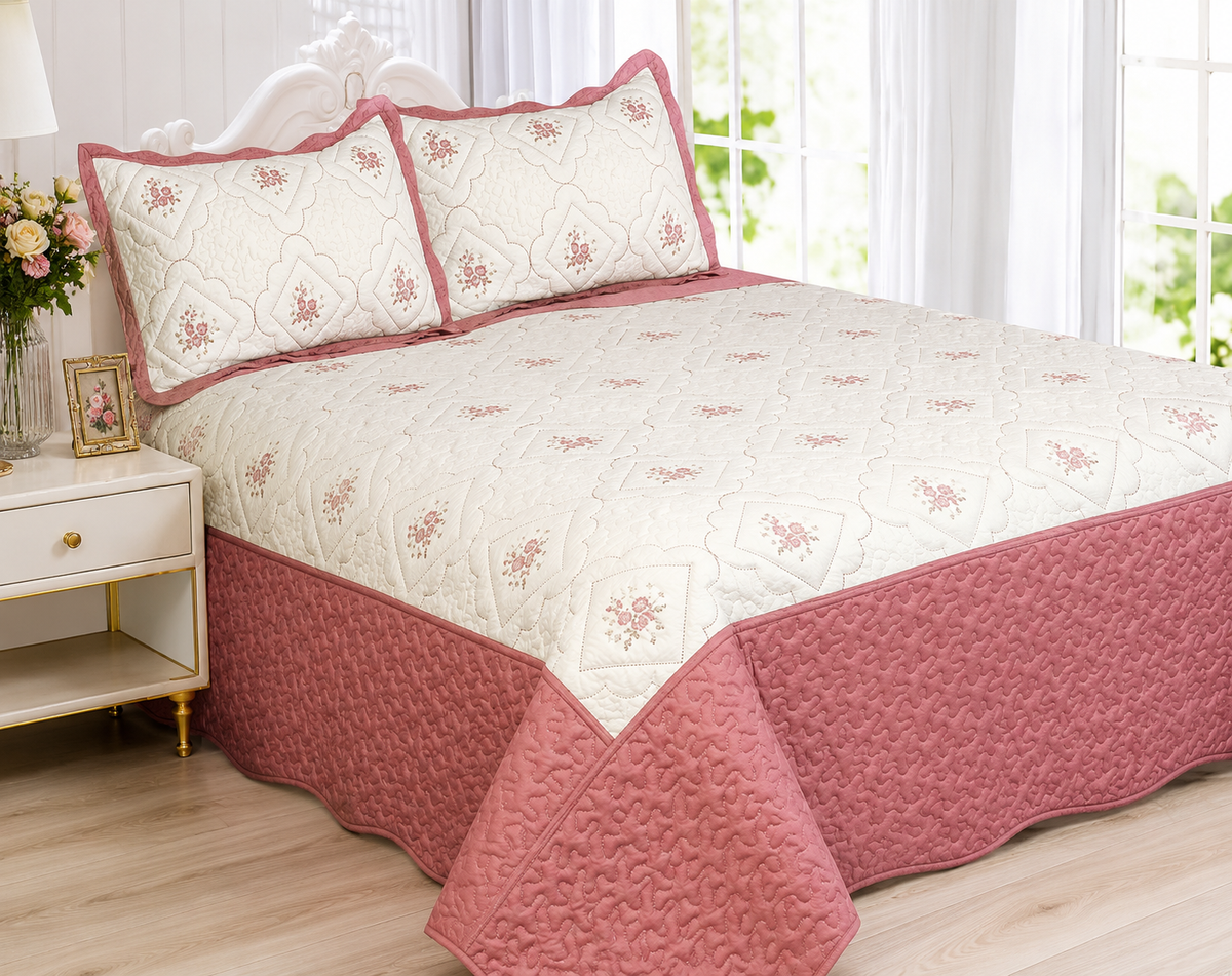 3pc Polysilk Quilted Bedspread