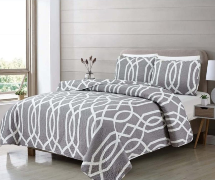 3pc Printed Bedspread (Queen)