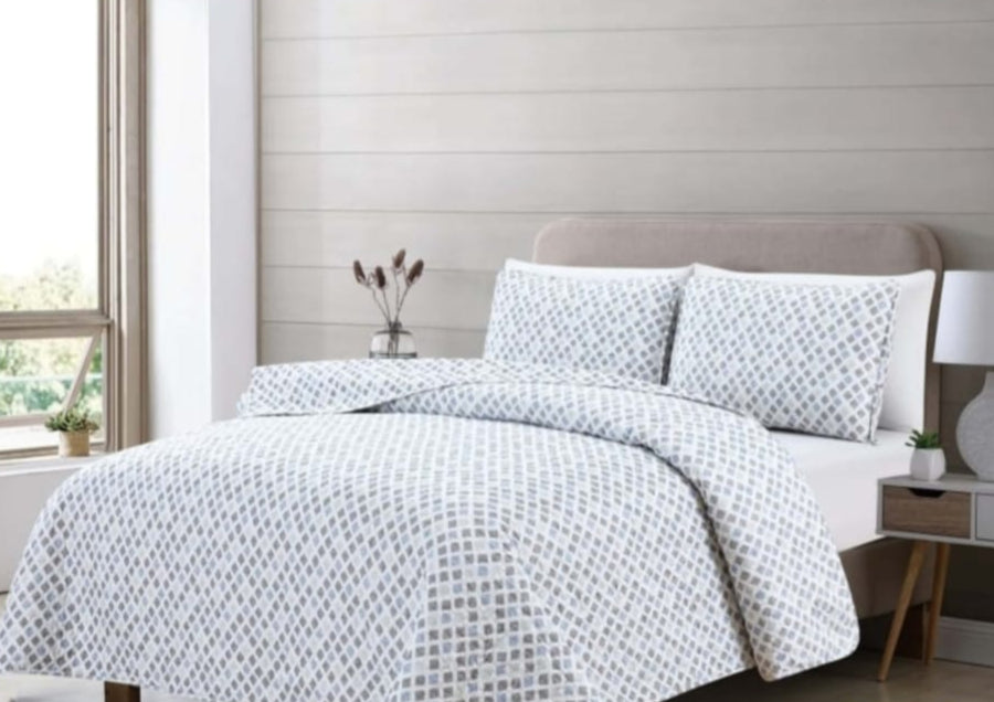 3pc Printed Bedspread (Queen)